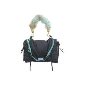 Prada Handbag Nylon Fur Handle Shoulder Strap